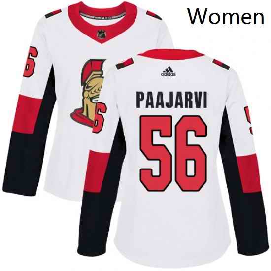 Womens Adidas Ottawa Senators 56 Magnus Paajarvi Authentic White Away NHL Jersey